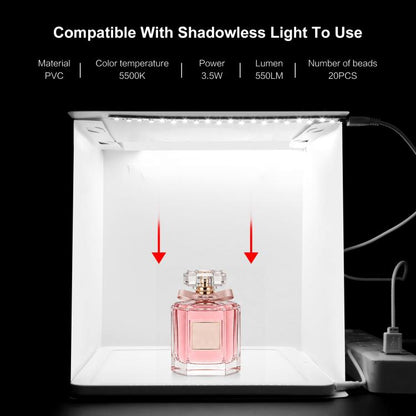 20cm Folding Portable 550LM Light Photo Lighting Studio Shooting Tent Box Kit with 6 Colors Backdrops (Black, White, Yellow, Red, Green, Blue), Unfold Size: 24cm x 23cm x 23cm