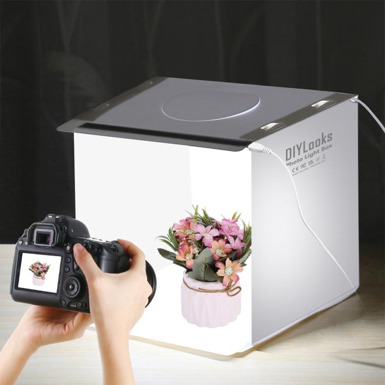 20cm Include 2 LED Panels Folding Portable 1100LM Light Photo Lighting Studio Shooting Tent Box Kit with 6 Colors Backdrops (Black, White, Yellow, Red, Green, Blue), Unfold Size: 24cm x 23cm x 23cm