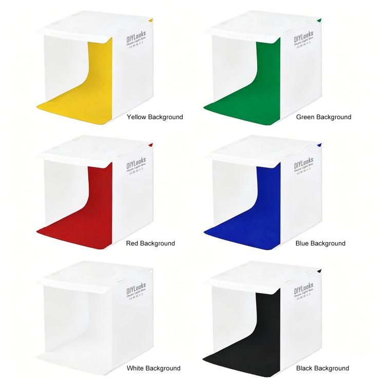 20cm Include 2 LED Panels Folding Portable 1100LM Light Photo Lighting Studio Shooting Tent Box Kit with 6 Colors Backdrops (Black, White, Yellow, Red, Green, Blue), Unfold Size: 24cm x 23cm x 23cm