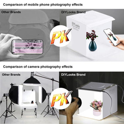 20cm Include 2 LED Panels Folding Portable 1100LM Light Photo Lighting Studio Shooting Tent Box Kit with 6 Colors Backdrops (Black, White, Yellow, Red, Green, Blue), Unfold Size: 24cm x 23cm x 23cm