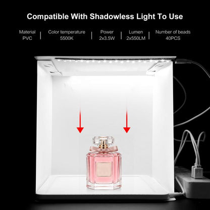 20cm Include 2 LED Panels Folding Portable 1100LM Light Photo Lighting Studio Shooting Tent Box Kit with 6 Colors Backdrops (Black, White, Yellow, Red, Green, Blue), Unfold Size: 24cm x 23cm x 23cm