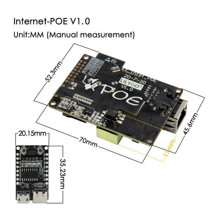 TTGO T-Internet-POE ESP3 Module Ethernet Adapters Extension Board, Ethernet Adapters