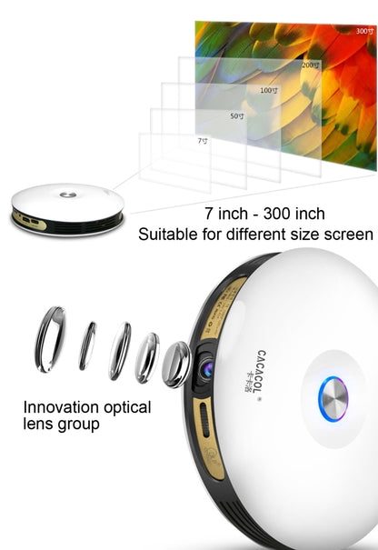 CACACOL ITC-DO8 220LM WiFi Smart 1280*800 DLP DMD LED Portable Projector with Remote Control,  Android 6.1 , MSD6A628 Quad Core, 2GB RAM, 16GB ROM, WiFi, BT, HDMI, without Tripod Holder, ITC-DO8