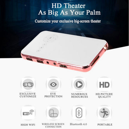 Wejoy DL-S6+ 1000 Lumens 854x480 Smart Mini Projector, RK3128 CPU, 1GB+32GB, Android 4.4, Bluetooth, WiFi, HDMI, DL-S6+/Rose Gold