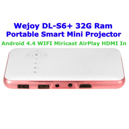 Wejoy DL-S6+ 1000 Lumens 854x480 Smart Mini Projector, RK3128 CPU, 1GB+32GB, Android 4.4, Bluetooth, WiFi, HDMI, DL-S6+/Rose Gold
