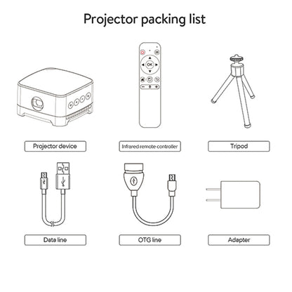 P07-D Mini 50 Lumens Android Home Theater Bluetooth LED Projector with Remote Control, Support Micro SD & Micro USB & WiFi & Audio Out