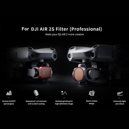 PGYTECH P-16B-063 4 in 1 NDPL8+NDPL16+NDPL32+NDPL64 Lens Filter Kits for DJI Air 2S, 4 in 1 NDPL Filter
