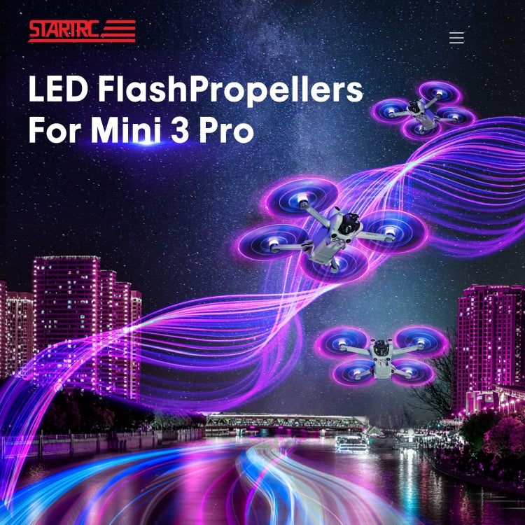 For DJI Mini 4 Pro / Mavic Mini 3 Pro STARTRC 2 Pairs Color LED Flash Lamp Low Noise Propellers, For DJI Mavic Mini 3 Pro