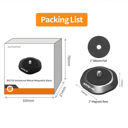 Sunnylife Universal Metal Magnetic Base 1/4 inch Adapter Aluminium Alloy Pivot Stand Base, DZ753