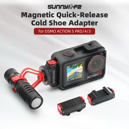 For DJI Osmo Action 5 Pro / 4 / 3 Sunnylife Magnetic Quick-Release Cold Shoe Adapter Action Camera Fill Light Microphone Adapter, AD938 For DJI Osmo 360 / Action 5 Pro