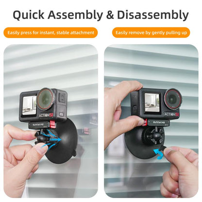 Sunnylife Magnetic Quick-Release Ball-Joint Adapter Mount 360 Rotatable Suction Cup Bracket For DJI Osmo 360 / Action 5 Pro / 4 / 3, For DJI Osmo 360 / Action 5 Pro / 4 / 3