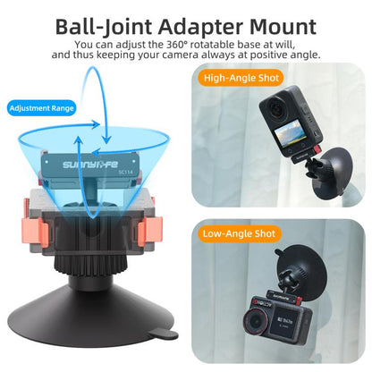 Sunnylife Magnetic Quick-Release Ball-Joint Adapter Mount 360 Rotatable Suction Cup Bracket For DJI Osmo 360 / Action 5 Pro / 4 / 3, For DJI Osmo 360 / Action 5 Pro / 4 / 3