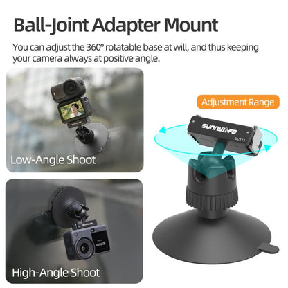 Sunnylife Dual-Direction Magnetic Quick-Release Ball-Joint Adapter Mount 360 Rotatable Suction Cup Bracket For DJI Osmo Nano / Action 6, For DJI Osmo Nano / Action 6