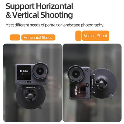 Sunnylife Dual-Direction Magnetic Quick-Release Ball-Joint Adapter Mount 360 Rotatable Suction Cup Bracket For DJI Osmo Nano / Action 6, For DJI Osmo Nano / Action 6