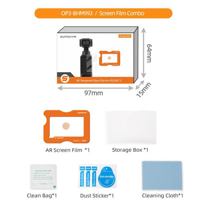 For DJI Osmo Pocket 3 Sunnylife Screen Protector AR Anti-reflection Tempered Glass Film with Film Locator, Screen Protector