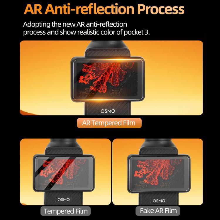 For DJI Osmo Pocket 3 Sunnylife Screen Protector AR Anti-reflection Tempered Glass Film with Film Locator, Screen Protector