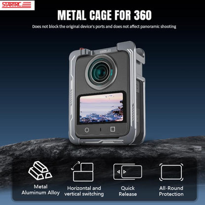 For DJI Osmo 360 STARTRC Metal Cage Frame with Cold Shoe, For DJI Osmo 360