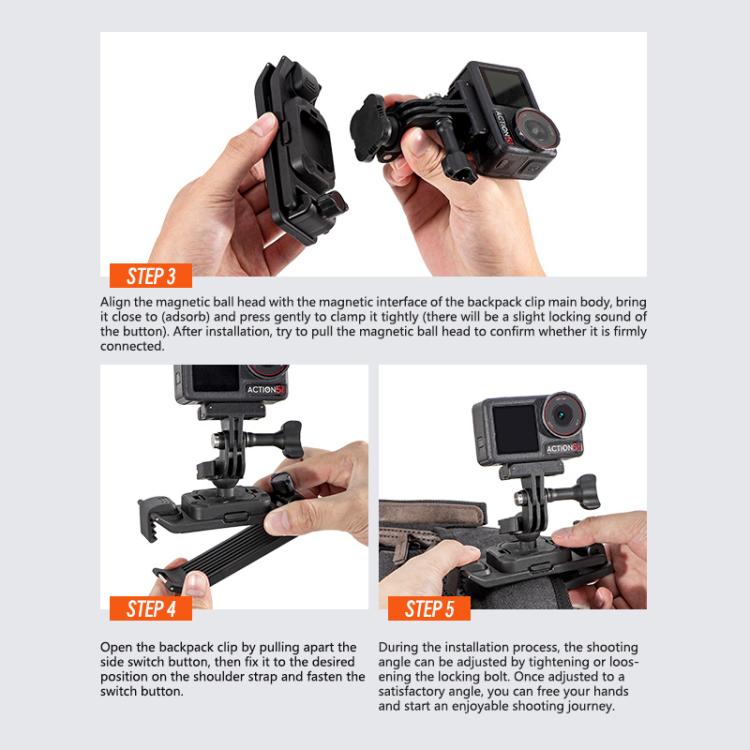 STARTRC Magnetic  Backpack Clip Mount for DJI Osmo 360 / GoPro Action Cameras, Magnetic Backpack Clip