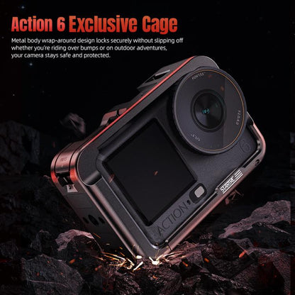 For DJI Osmo Action 6 STARTRC Metal Cage Frame with Cold Shoe, For DJI Osmo Action 6 Metal Cage