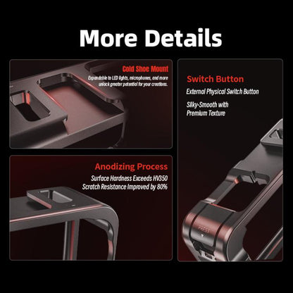 For DJI Osmo Action 6 STARTRC Metal Cage Frame with Cold Shoe, For DJI Osmo Action 6 Metal Cage
