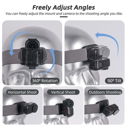 For DJI Osmo Nano Sunnylife 360 Rotation Vertical-Horizontal Head Strap with Adapter Adjustable Head Lanyard Braided Safe Rope