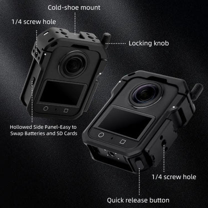 For DJI Osmo 360 YELANGU Metal Protective Cage Expansion Frame with Horizontal Mount Base, For DJI Osmo 360 Cage with Horizontal Mount Base