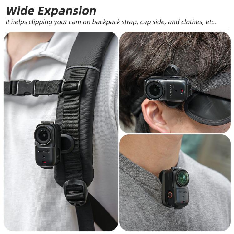 For DJI Osmo Nano Sunnylife Backpack Clip Action Camera Clamp 360 Degree Rotation Vertical-Horizontal Mount, Backpack Clip