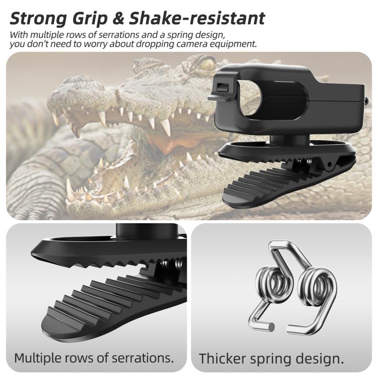 For DJI Osmo Nano Sunnylife Backpack Clip Action Camera Clamp 360 Degree Rotation Vertical-Horizontal Mount, Backpack Clip