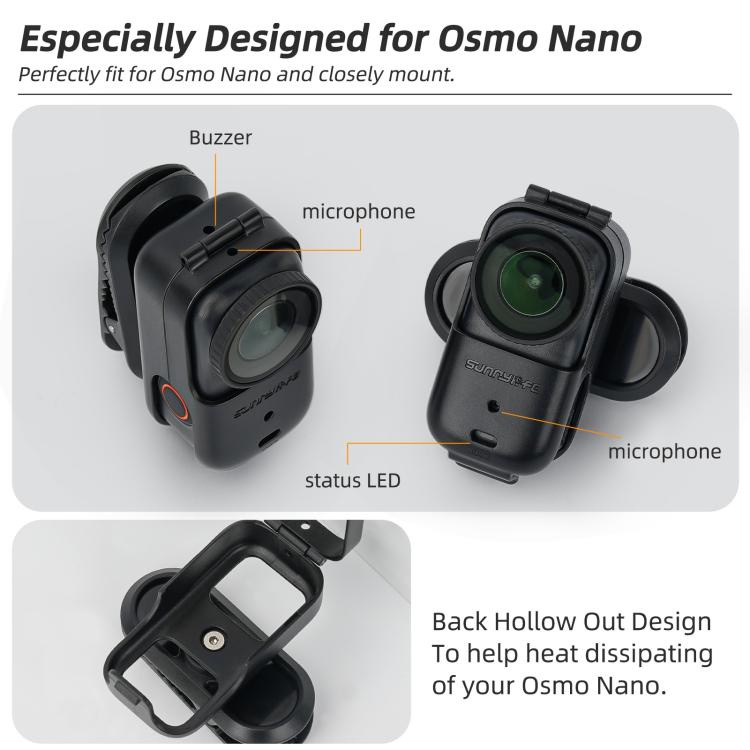 For DJI Osmo Nano Sunnylife Backpack Clip Action Camera Clamp 360 Degree Rotation Vertical-Horizontal Mount, Backpack Clip