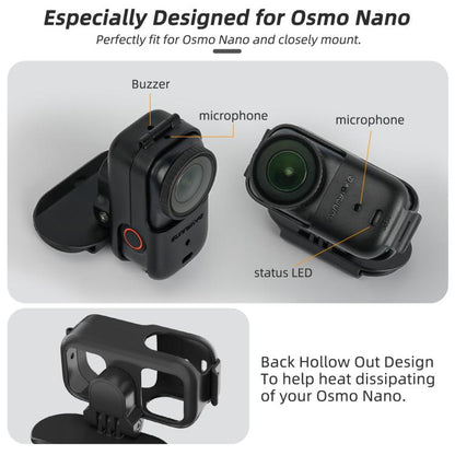 For DJI Osmo Nano Sunnylife Baseball Hat Clip Mount Baseball Cap Clamp Quick Release Mount Camera POV Vlog Holder, Cap Clamp