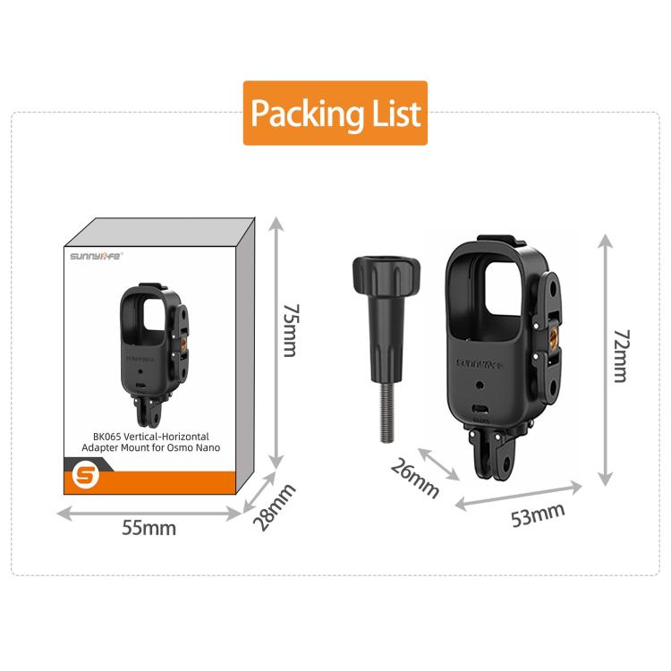 For DJI Osmo Nano Sunnylife Foldable Vertical-Horizontal Adapter Mount Protective Frame Mounting Brackets Housing Cover, Vertical-Horizontal Frame