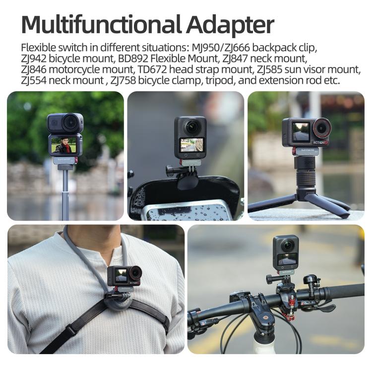 Sunnylife Metal Magnetic Quick Release Adapter Mount Foldable Cam Stand 1/4 Adapter For DJI Osmo Nano / Osmo 360 / Action 5 Pro / 4 / 3, AD017 For DJI Osmo Nano / Osmo 360