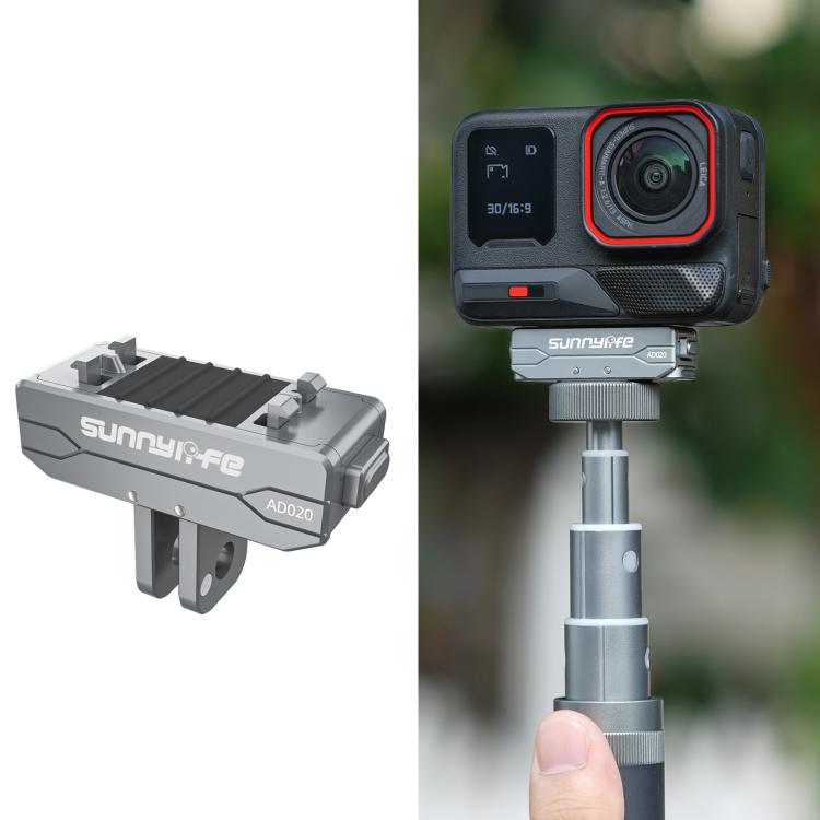 Sunnylife Metal Magnetic Quick Release Adapter Mount Action Camera Foldable Cam Stand 1/4 Adapter for Insta360 X5 / Ace / Ace Pro 2 / 1, AD020 For Insta360 X5 / Ace / Ace Pro 2 / 1
