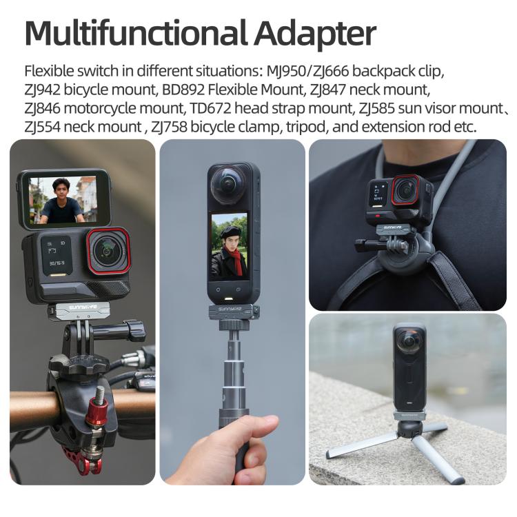 Sunnylife Metal Magnetic Quick Release Adapter Mount Action Camera Foldable Cam Stand 1/4 Adapter for Insta360 X5 / Ace / Ace Pro 2 / 1, AD020 For Insta360 X5 / Ace / Ace Pro 2 / 1