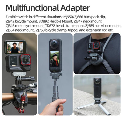 Sunnylife Metal Magnetic Quick Release Adapter Mount Action Camera Foldable Cam Stand 1/4 Adapter for Insta360 X5 / Ace / Ace Pro 2 / 1, AD020 For Insta360 X5 / Ace / Ace Pro 2 / 1