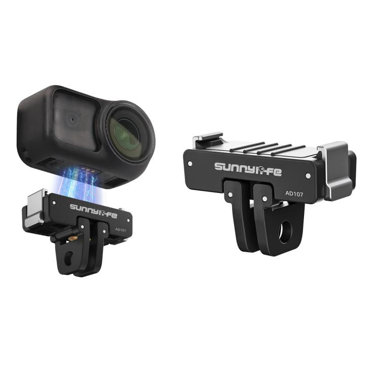 For DJI Osmo 360 Sunnylife Dual-Direction Magnetic Mount Quick-Release 1/4 Screw Foldable 2-prong Design Adapter Mount, AD107 For DJI Osmo 360
