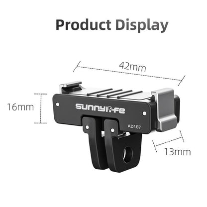 For DJI Osmo 360 Sunnylife Dual-Direction Magnetic Mount Quick-Release 1/4 Screw Foldable 2-prong Design Adapter Mount, AD107 For DJI Osmo 360
