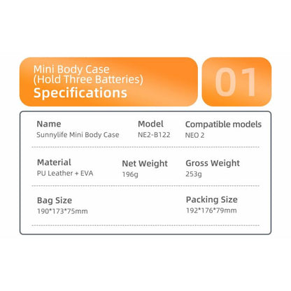 For DJI Neo 2 Sunnylife Portable Carrying Box Body Bag, For DJI Neo 2