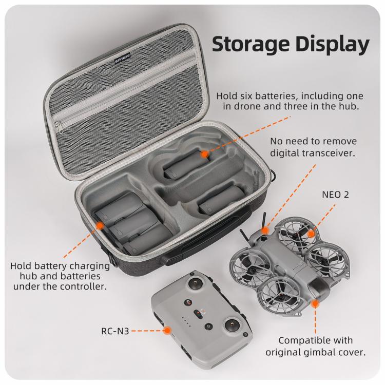 For DJI Neo 2 Sunnylife Portable Carrying Box Shoulder Bag Fly More Combo Bag, Fly More Combo Bag