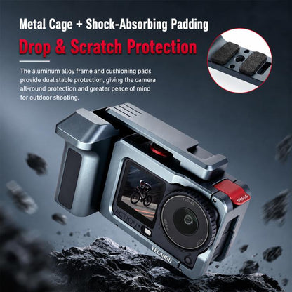 For DJI Osmo Action 6 YELANGU Metal Camera Cage with Handle Grip & Dual-Opening, LWAC6-2