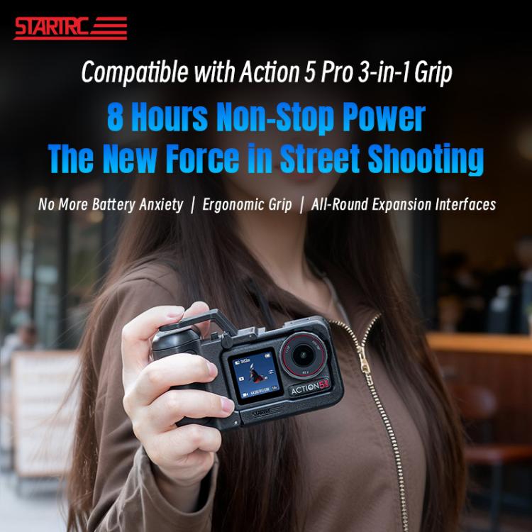 For DJI Osmo Action 5 Pro / 4 / 3 STARTRC 3 in 1 Expansion Power-Grip Street Shooting Handle Cage Kit, For DJI Osmo Action 5 Pro / 4 / 3 Power-Grip