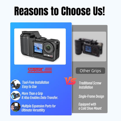 For DJI Osmo Action 5 Pro / 4 / 3 STARTRC 3 in 1 Expansion Power-Grip Street Shooting Handle Cage Kit, For DJI Osmo Action 5 Pro / 4 / 3 Power-Grip
