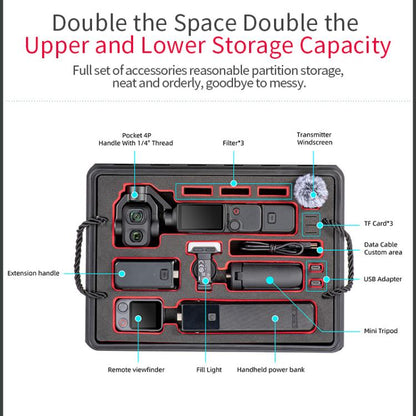 For DJI Osmo Pocket 4P STARTRC TSA Combination Lock Waterproof Dual-layer Suitcase Storage Box, For DJI Osmo Pocket 4P