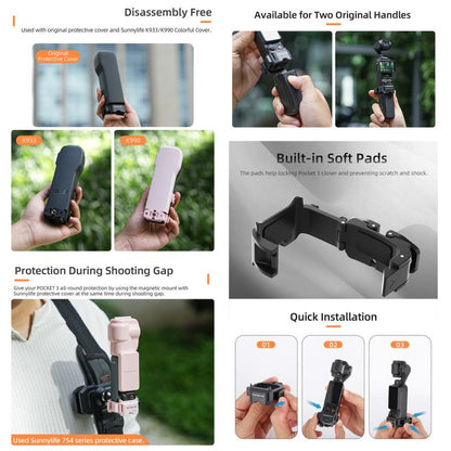 For DJI OSMO Pocket 3 Sunnylife Quick Release Adapter Mount Frame Two-Way Adapter Expansion Selfie Stick Tripod Adapter