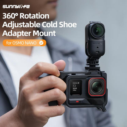 For DJI Osmo Nano 360 Rotation Adjustable Cold Shoe Vertical-Horizontal Adapter Mount Protective Frame Mounting Brackets Housing Cover, For DJI Osmo Nano