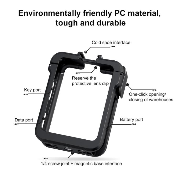 For DJI Osmo 360 PC Plastic Cage Frame with Cold Shoe, For DJI Osmo 360