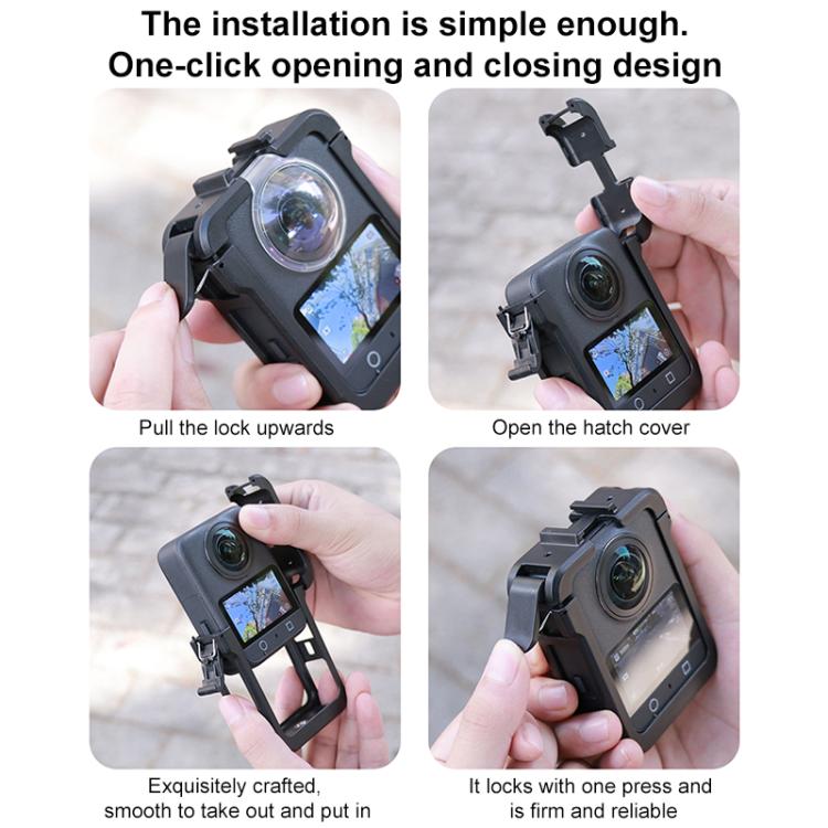 For DJI Osmo 360 PC Plastic Cage Frame with Cold Shoe, For DJI Osmo 360