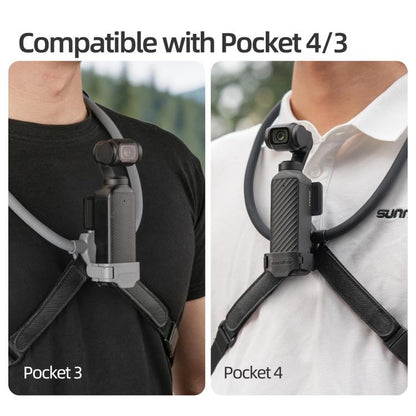 For DJI Osmo Pocket 4 / 3 Sunnylife Adjustable POV Neck Mount Hand Free Video Vlog Neck Selfie Holder with Body Strap, For DJI Osmo Pocket 4 / 3