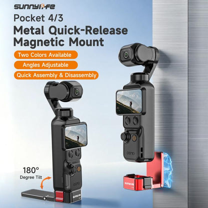 For DJI Osmo Pocket 4 / 3 Sunnylife Metal Quick-Release Magnetic Mount Tabletop Base Bracket Angles Adjustable Stand, OP4-ZJ154