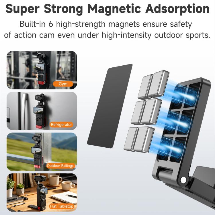 For DJI Osmo Pocket 4 / 3 Sunnylife Metal Quick-Release Magnetic Mount Tabletop Base Bracket Angles Adjustable Stand, OP4-ZJ154